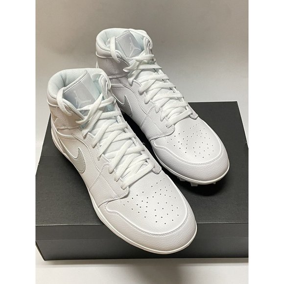 Nike Air Jordan 1 Mid TD White Gray Football Cleats FJ6805-101 Men’s Size 14 US main image 6